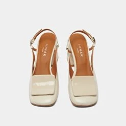 Escarpins Slingback à Bouts Carrés En Vernis Plissé écru -Xoxo Boutique 01W008655G.1694503919