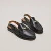Mocassins Slingback Et Détails Dorés En Cuir Glacé Noir -Xoxo Boutique 01W008660A.1694503935