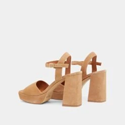 Sandales à Talons Hauts Et Bouts Ouverts... En Velours Camel -Xoxo Boutique 01W008665F.1708516789