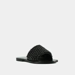 Mules à Perles En Cuir Noir 12 Mules à Perles En Cuir Noir -Xoxo Boutique 01W008672D.1694503983