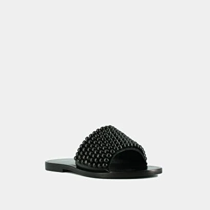 Mules à Perles En Cuir Noir 6 Mules à Perles En Cuir Noir – Image 4