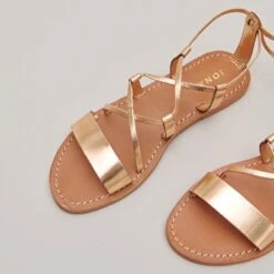 Sandales à Brides Torsadées En Cuir Métallisé Or -Xoxo Boutique 01W008680E.1694504013