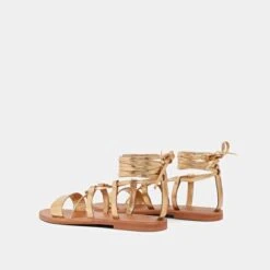 Sandales à Brides Torsadées En Cuir Métallisé Or -Xoxo Boutique 01W008680F.1694504014