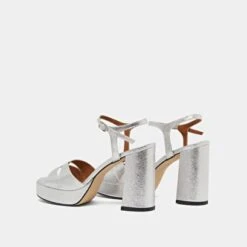 Sandales à Plateformes Et Talons Hauts Textile Métallisé Argent 14 Sandales à Plateformes Et Talons Hauts Textile Métallisé Argent -Xoxo Boutique 01W008692F.1694504061