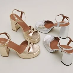 Sandales à Plateformes Et Talons Hauts Textile Métallisé Argent 15 Sandales à Plateformes Et Talons Hauts Textile Métallisé Argent -Xoxo Boutique 01W008692G.1694504062