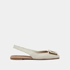 Ballerines Slingback à Bouts Carrés En Cuir écru -Xoxo Boutique 01W008693B.1694504063