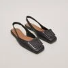Ballerines Slingback à Bouts Carrés En Cuir Noir