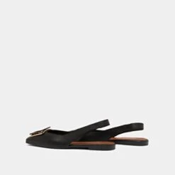 Ballerines Slingback à Bouts Carrés En Cuir Noir -Xoxo Boutique 01W008694F.1694504069