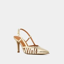 Escarpins à Bouts Pointus Et Détails Ajourés En Cuir Metallisé Platine -Xoxo Boutique 01W008697D.1694504081