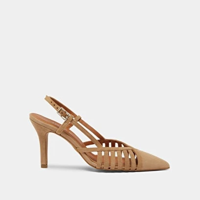 Escarpins à Bouts Pointus Et Détails Ajourés En Velours Camel 4 Escarpins à Bouts Pointus Et Détails Ajourés En Velours Camel – Image 2