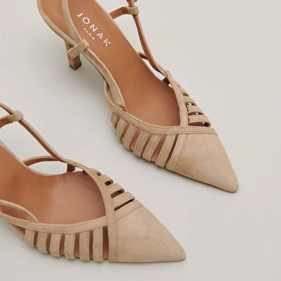 Escarpins à Bouts Pointus Et Détails Ajourés En Velours Camel 7 Escarpins à Bouts Pointus Et Détails Ajourés En Velours Camel – Image 5