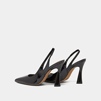 Escarpins Slingback à Bouts Pointus En Vernis Noir 8 Escarpins Slingback à Bouts Pointus En Vernis Noir – Image 6