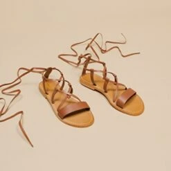 Sandales à Brides Torsadées En Cuir Cognac -Xoxo Boutique 01W008706C.1694504117