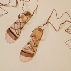 Sandales à Brides Torsadées En Cuir Cognac -Xoxo Boutique 01W008706E.1694504118