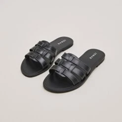 Mules à Brides Croisées En Cuir Noir -Xoxo Boutique 01W008712C.1694504139