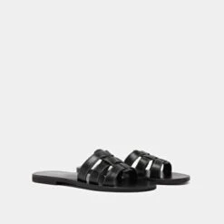 Mules à Brides Croisées En Cuir Noir -Xoxo Boutique 01W008712D.1694504140