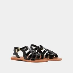 Sandales Plates Tressées En Vernis Noir -Xoxo Boutique 01W008713D.1694504144