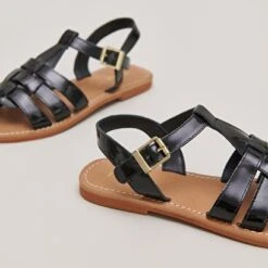 Sandales Plates Tressées En Vernis Noir -Xoxo Boutique 01W008713E.1694504145