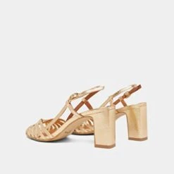 Sandales à Bouts Carrés Et Brides En Cuir Craquelé Or -Xoxo Boutique 01W008719F.1708516745