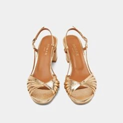 Sandales à Bouts Carrés Et Brides En Cuir Craquelé Or -Xoxo Boutique 01W008719H.1708516745