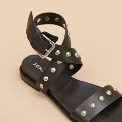 Sandales à Brides Croisées En Cuir Noir -Xoxo Boutique 01W008727E.1708517084