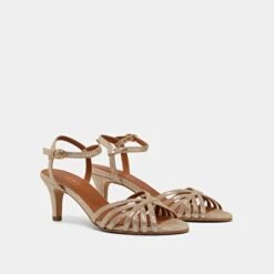 Sandales à Bouts Ouverts Et Talons En Velours Laminé Platine -Xoxo Boutique 01W008738D.1694504240