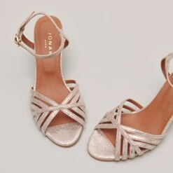 Sandales à Bouts Ouverts Et Talons En Velours Laminé Platine -Xoxo Boutique 01W008738E.1694504240