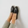 Espadrilles En Cuir Grainé Noir -Xoxo Boutique 01W008754A.1694504299