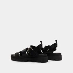 Sandales à Plateformes Et Boucles En Cuir Noir -Xoxo Boutique 01W008763F.1694504335