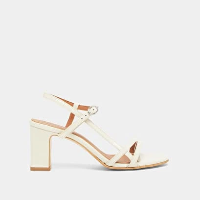 Sandales à Talons Et Brides En Cuir Brillant Ecru 4 Sandales à Talons Et Brides En Cuir Brillant Ecru – Image 2