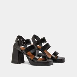 Sandales à Brides Ouvertes Et Plateformes En Cuir Noir -Xoxo Boutique 01W008775D.1694504375