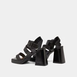 Sandales à Brides Ouvertes Et Plateformes En Cuir Noir -Xoxo Boutique 01W008775F.1694504376