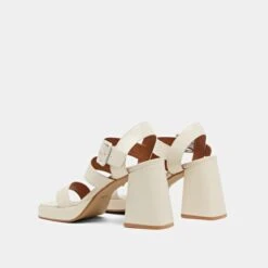 Sandales à Brides Ouvertes Et Plateforme... En Cuir Vieilli écru -Xoxo Boutique 01W008776F.1694504380