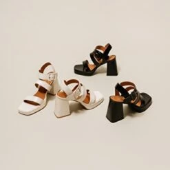 Sandales à Brides Ouvertes Et Plateforme... En Cuir Vieilli écru -Xoxo Boutique 01W008776G.1694504381