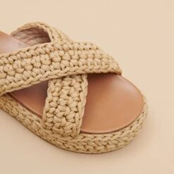 Mules à Plateformes Et Brides Croisées En Corde Beige -Xoxo Boutique 01W008785E.1708517073
