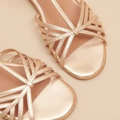 Sandales à Brides En Cuir Métallisé Or -Xoxo Boutique 01W008788E.1708517077