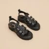 Sandales Ouvertes En Cuir Noir 2 Sandales Ouvertes En Cuir Noir -Xoxo Boutique 01W008803A.1708517092