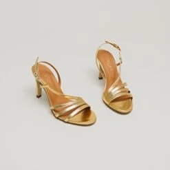 Sandales à Talons Brides En Cuir Métallisé Or -Xoxo Boutique 01W008816C.1694504461