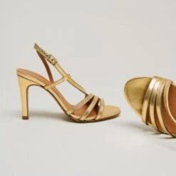 Sandales à Talons Brides En Cuir Métallisé Or -Xoxo Boutique 01W008816E.1694504463
