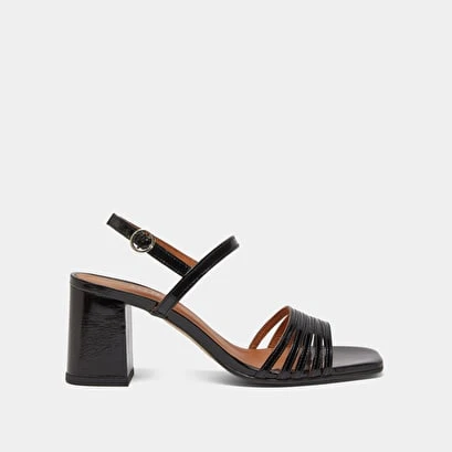 Sandales à Bouts Carrés Et Brides En Cuir Brillant Noir 4 Sandales à Bouts Carrés Et Brides En Cuir Brillant Noir – Image 2