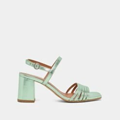 Sandales à Bouts Carrés Et Brides En Cuir Métallisé Vert Clair -Xoxo Boutique 01W008820B.1694504476