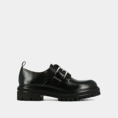 Derbies à Boucles Et Semelles Crantées En Cuir Glacé Noir 4 Derbies à Boucles Et Semelles Crantées En Cuir Glacé Noir – Image 2