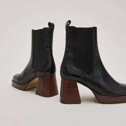 Bottines à Bouts Carrés Et élastiques En Cuir Veilli Noir -Xoxo Boutique 01W008847E.1694504552