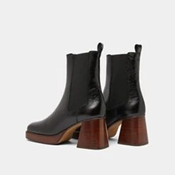 Bottines à Bouts Carrés Et élastiques En Cuir Veilli Noir -Xoxo Boutique 01W008847F.1694504553