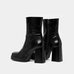 Boots à Talons Et Bouts Carrés En Cuir Vieilli Noir -Xoxo Boutique 01W008849F.1694504561
