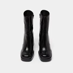 Boots à Talons Et Bouts Carrés En Cuir Vieilli Noir -Xoxo Boutique 01W008849G.1694504562