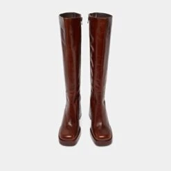Bottes à Talons Et Bouts Carrés En Cuir Vieilli Marron -Xoxo Boutique 01W008861G.1694504609
