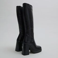 Bottes à Talons Et Bouts Carrés En Cuir Vieilli Noir 13 Bottes à Talons Et Bouts Carrés En Cuir Vieilli Noir -Xoxo Boutique 01W008862E.1694504612