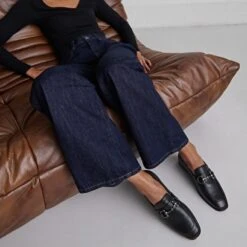 Mocassins à Mors Et Bouts Carrés En Cuir Noir -Xoxo Boutique 01W008865C.1694504622