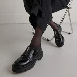 Derbies à Fermetures éclairs Et Semelles... En Cuir Noir -Xoxo Boutique 01W008881C.1694504670